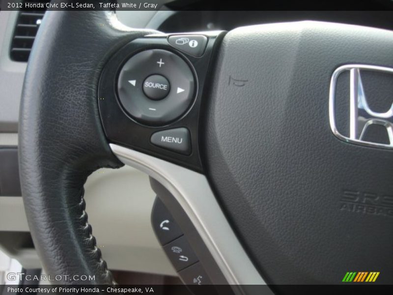 Taffeta White / Gray 2012 Honda Civic EX-L Sedan
