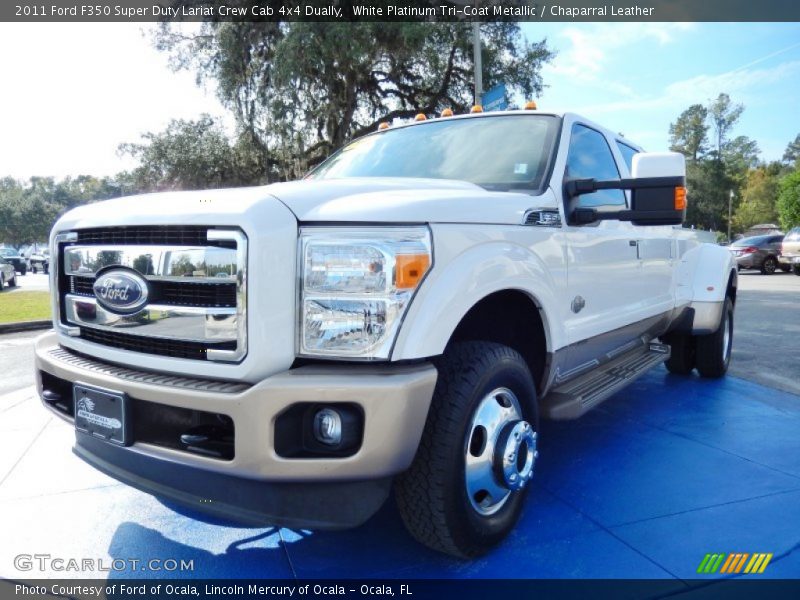 White Platinum Tri-Coat Metallic / Chaparral Leather 2011 Ford F350 Super Duty Lariat Crew Cab 4x4 Dually