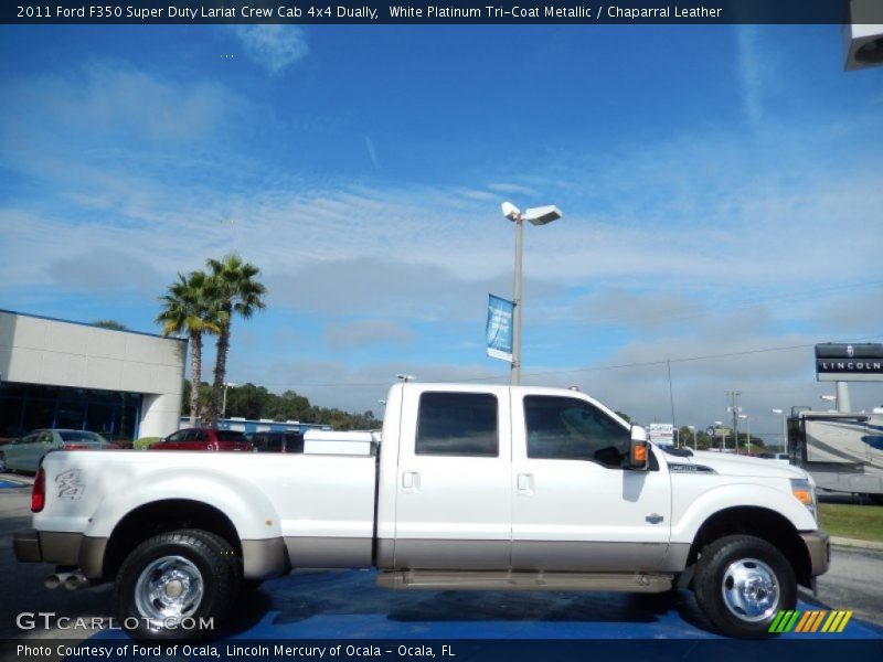 White Platinum Tri-Coat Metallic / Chaparral Leather 2011 Ford F350 Super Duty Lariat Crew Cab 4x4 Dually