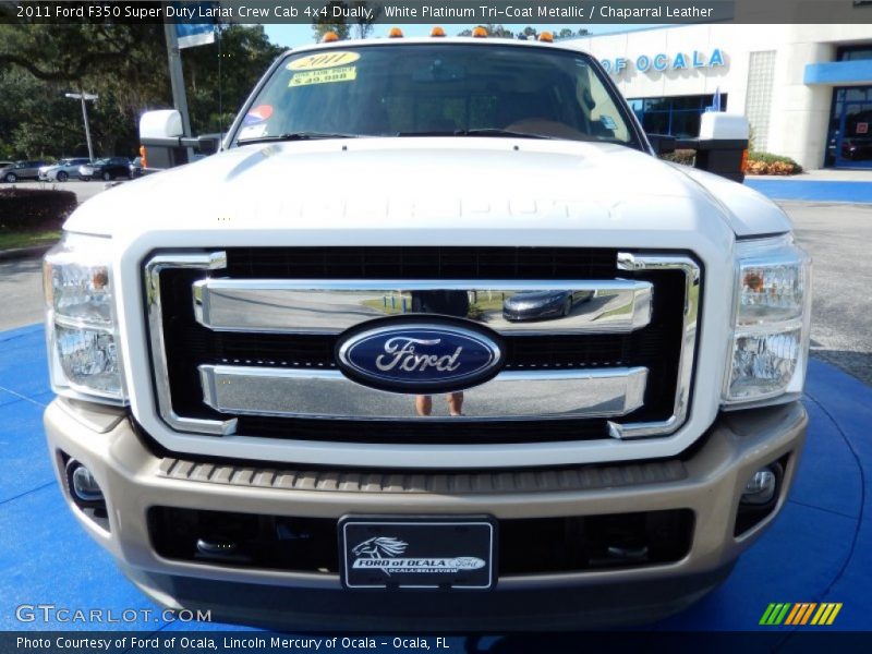 White Platinum Tri-Coat Metallic / Chaparral Leather 2011 Ford F350 Super Duty Lariat Crew Cab 4x4 Dually