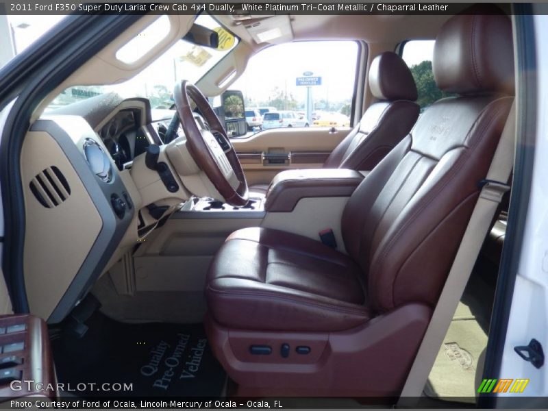 White Platinum Tri-Coat Metallic / Chaparral Leather 2011 Ford F350 Super Duty Lariat Crew Cab 4x4 Dually
