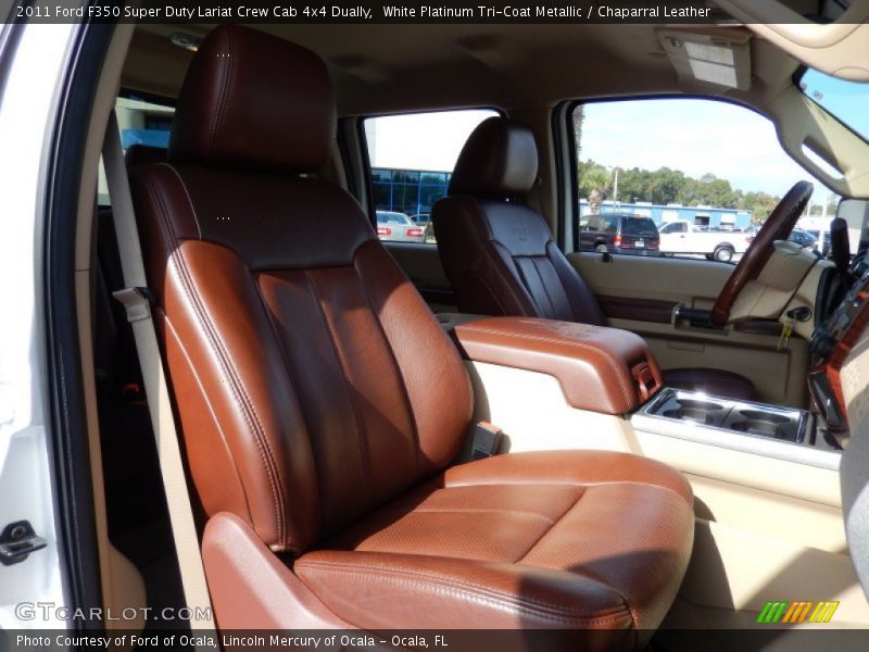 White Platinum Tri-Coat Metallic / Chaparral Leather 2011 Ford F350 Super Duty Lariat Crew Cab 4x4 Dually