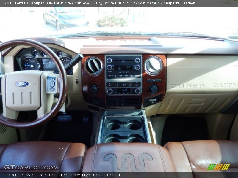 White Platinum Tri-Coat Metallic / Chaparral Leather 2011 Ford F350 Super Duty Lariat Crew Cab 4x4 Dually