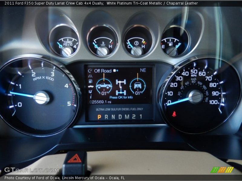White Platinum Tri-Coat Metallic / Chaparral Leather 2011 Ford F350 Super Duty Lariat Crew Cab 4x4 Dually