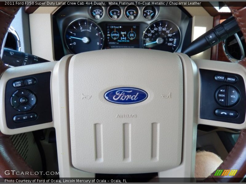 White Platinum Tri-Coat Metallic / Chaparral Leather 2011 Ford F350 Super Duty Lariat Crew Cab 4x4 Dually