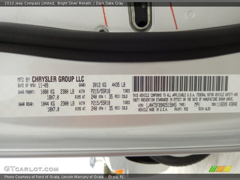 Bright Silver Metallic / Dark Slate Gray 2010 Jeep Compass Limited