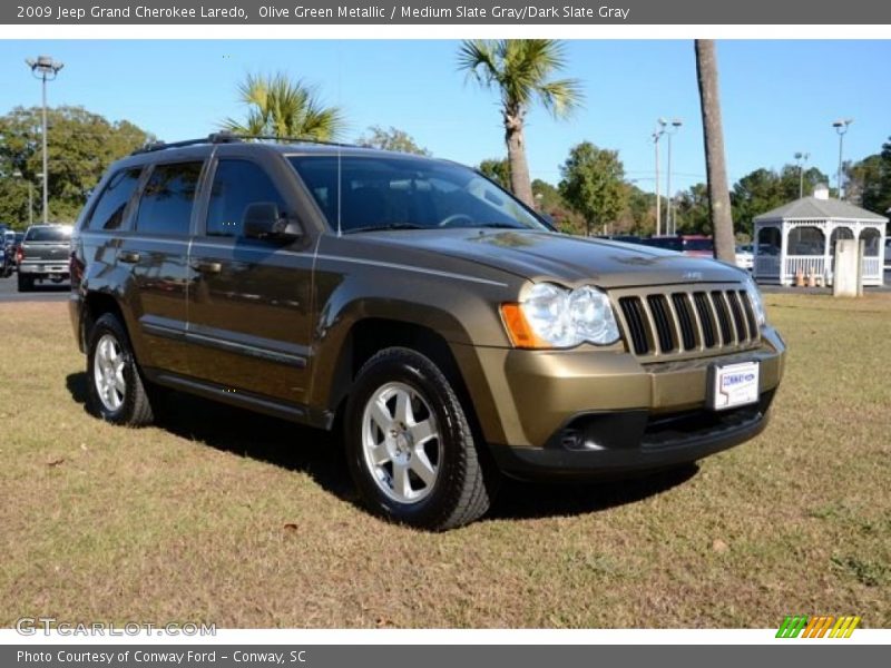 Olive Green Metallic / Medium Slate Gray/Dark Slate Gray 2009 Jeep Grand Cherokee Laredo