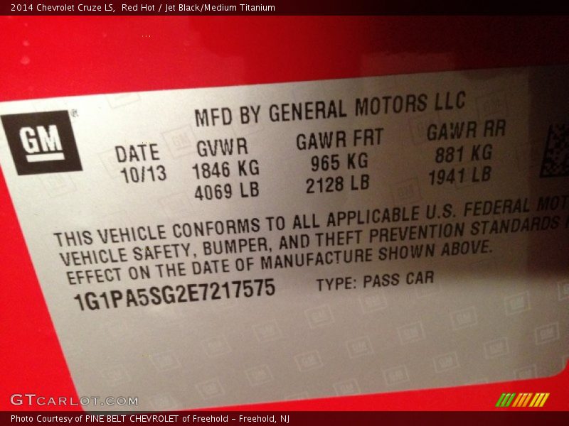 Red Hot / Jet Black/Medium Titanium 2014 Chevrolet Cruze LS