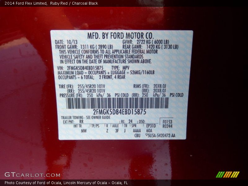 2014 Flex Limited Ruby Red Color Code RR