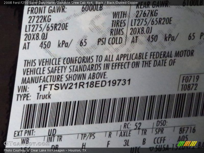 Black / Black/Dusted Copper 2008 Ford F250 Super Duty Harley Davidson Crew Cab 4x4