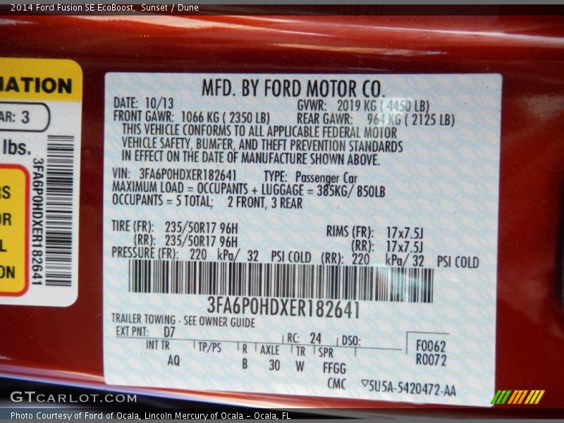 Sunset / Dune 2014 Ford Fusion SE EcoBoost