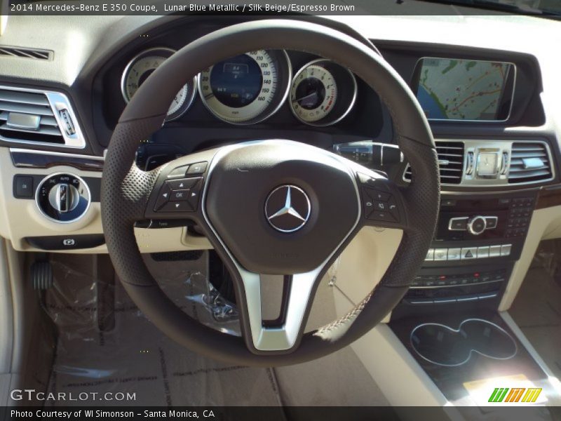 Lunar Blue Metallic / Silk Beige/Espresso Brown 2014 Mercedes-Benz E 350 Coupe