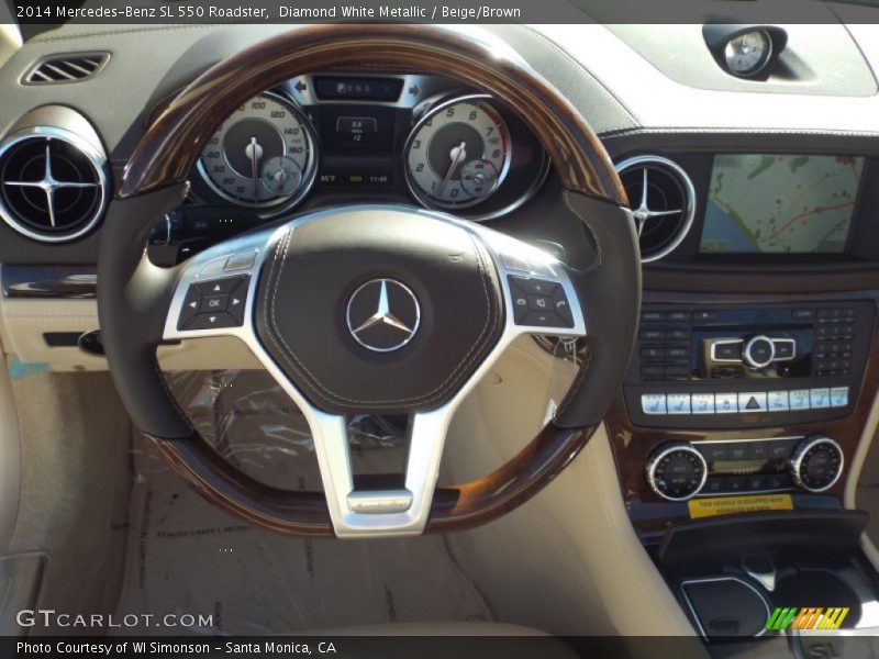 Diamond White Metallic / Beige/Brown 2014 Mercedes-Benz SL 550 Roadster