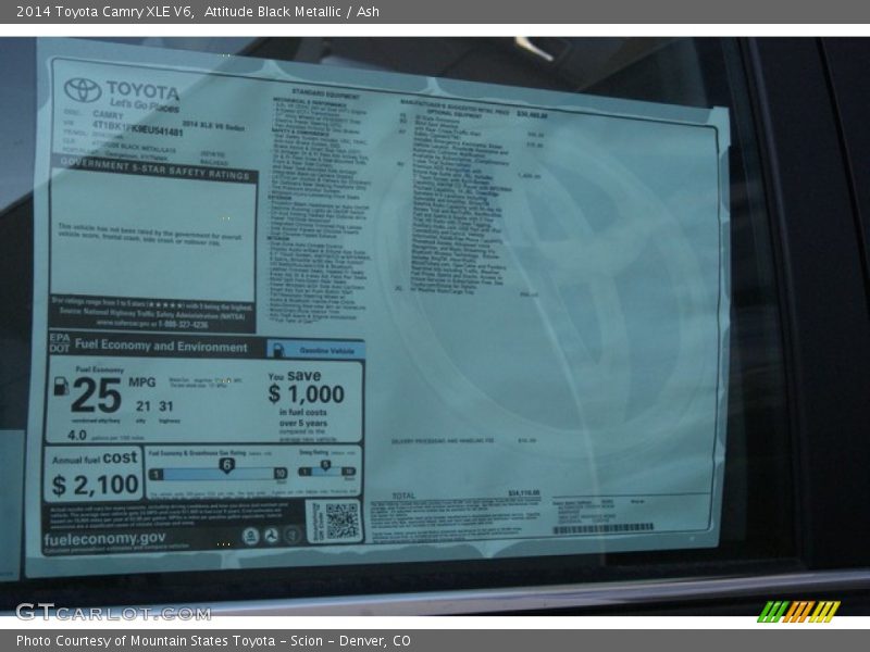 Attitude Black Metallic / Ash 2014 Toyota Camry XLE V6