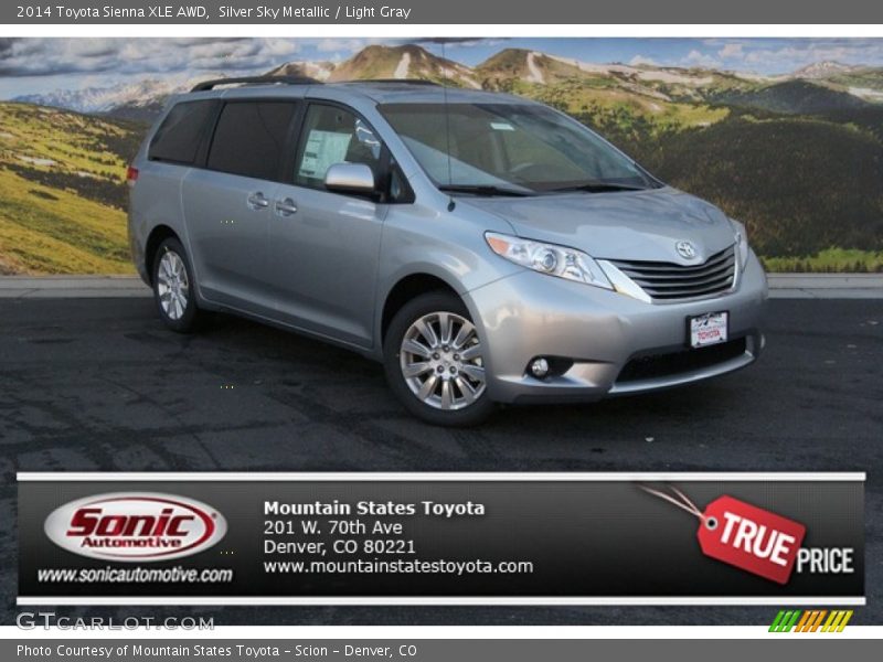 Silver Sky Metallic / Light Gray 2014 Toyota Sienna XLE AWD