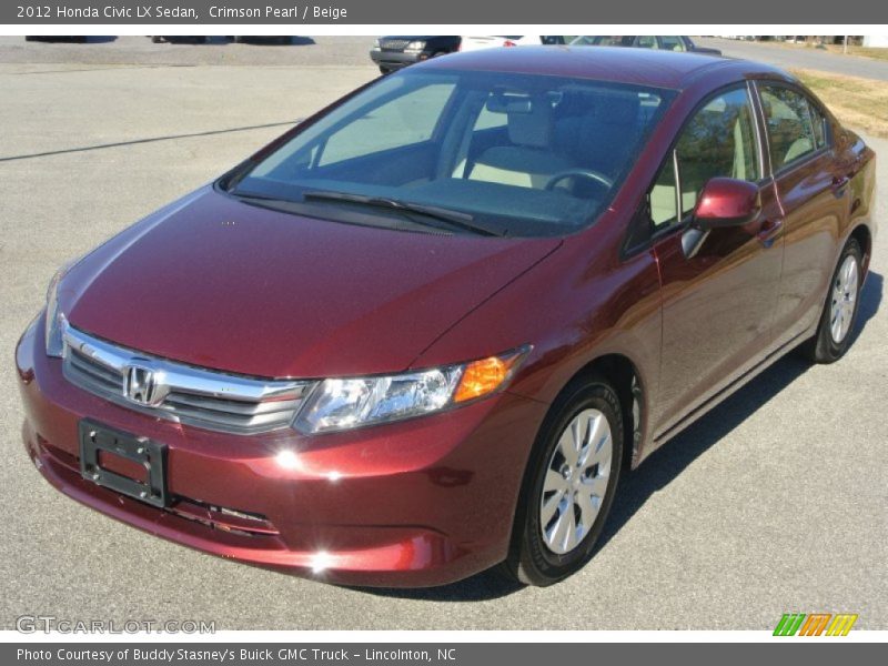 Crimson Pearl / Beige 2012 Honda Civic LX Sedan
