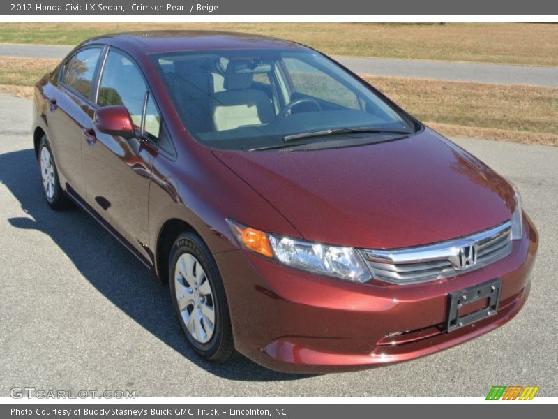 Crimson Pearl / Beige 2012 Honda Civic LX Sedan
