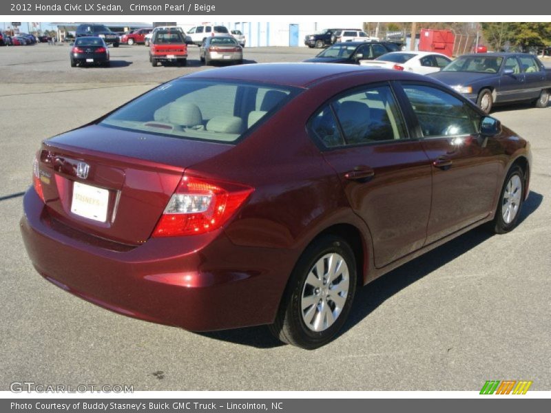 Crimson Pearl / Beige 2012 Honda Civic LX Sedan