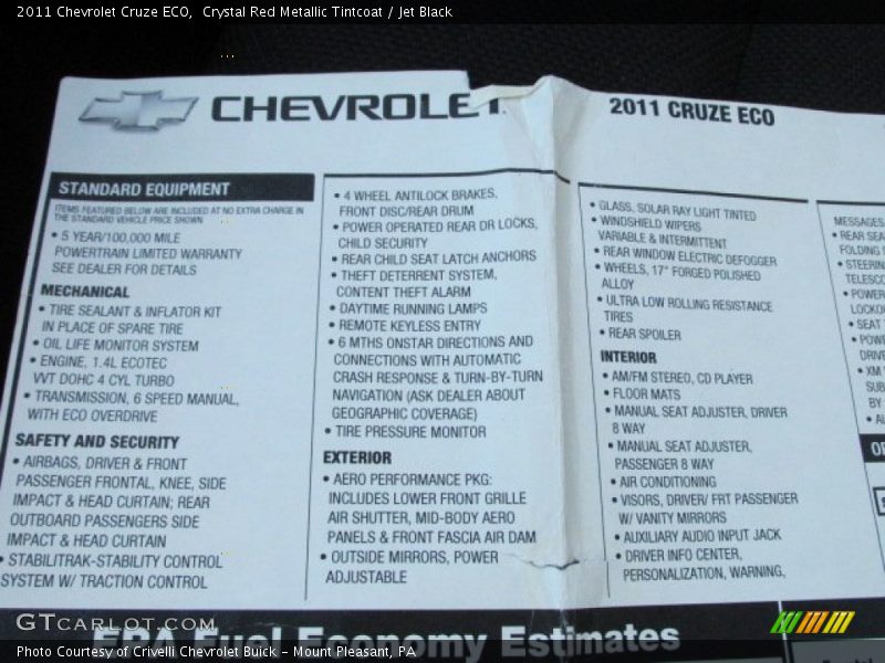 Crystal Red Metallic Tintcoat / Jet Black 2011 Chevrolet Cruze ECO