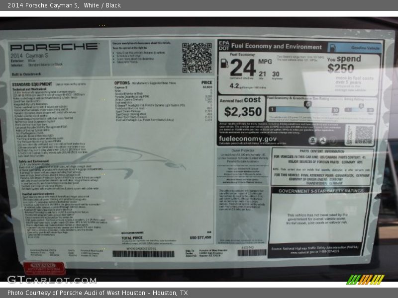 White / Black 2014 Porsche Cayman S