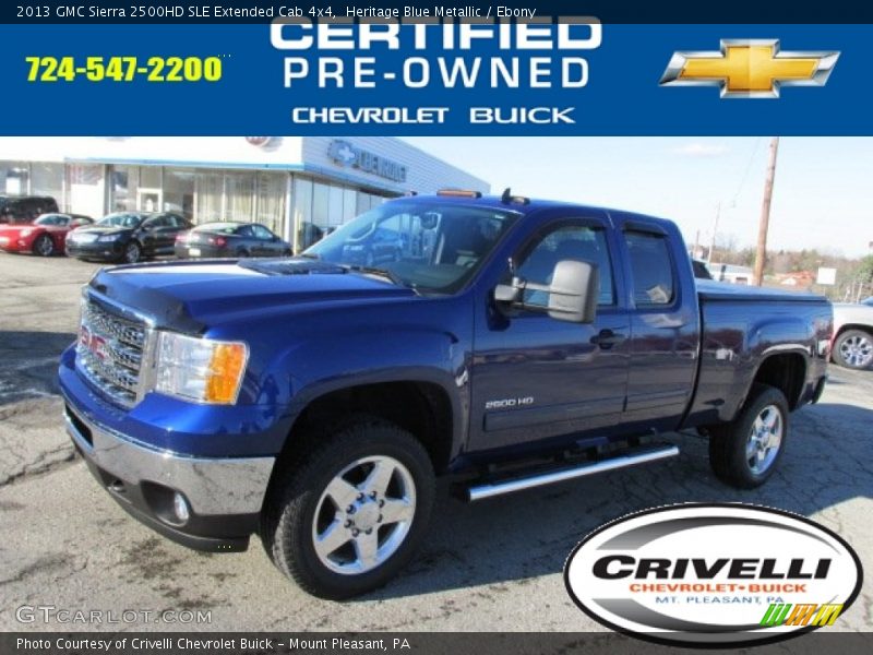 Heritage Blue Metallic / Ebony 2013 GMC Sierra 2500HD SLE Extended Cab 4x4