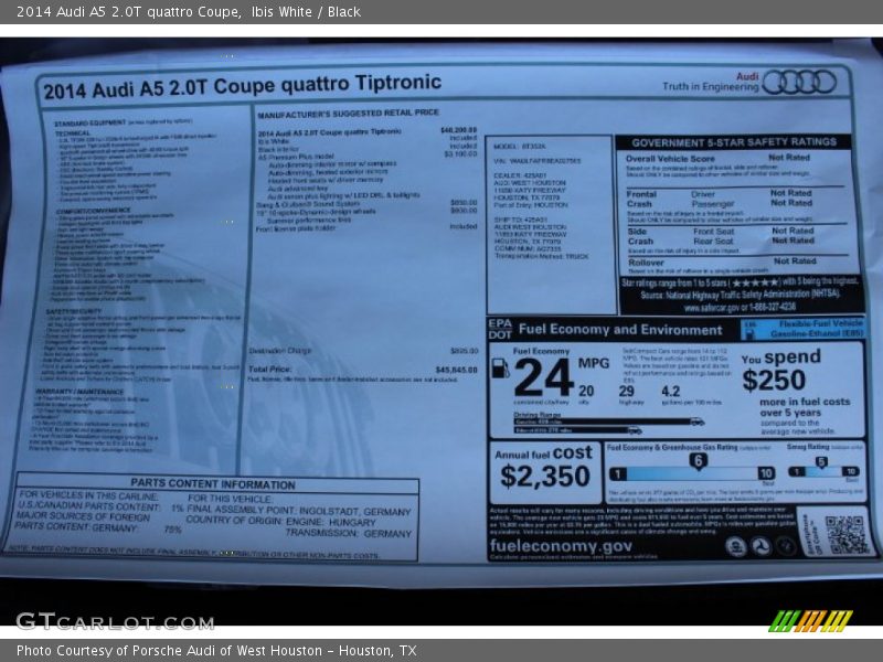 Ibis White / Black 2014 Audi A5 2.0T quattro Coupe