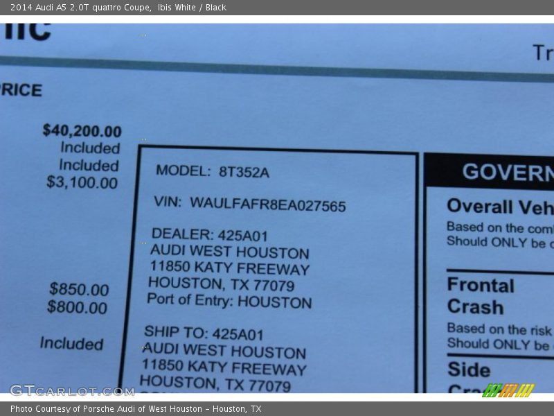 Ibis White / Black 2014 Audi A5 2.0T quattro Coupe