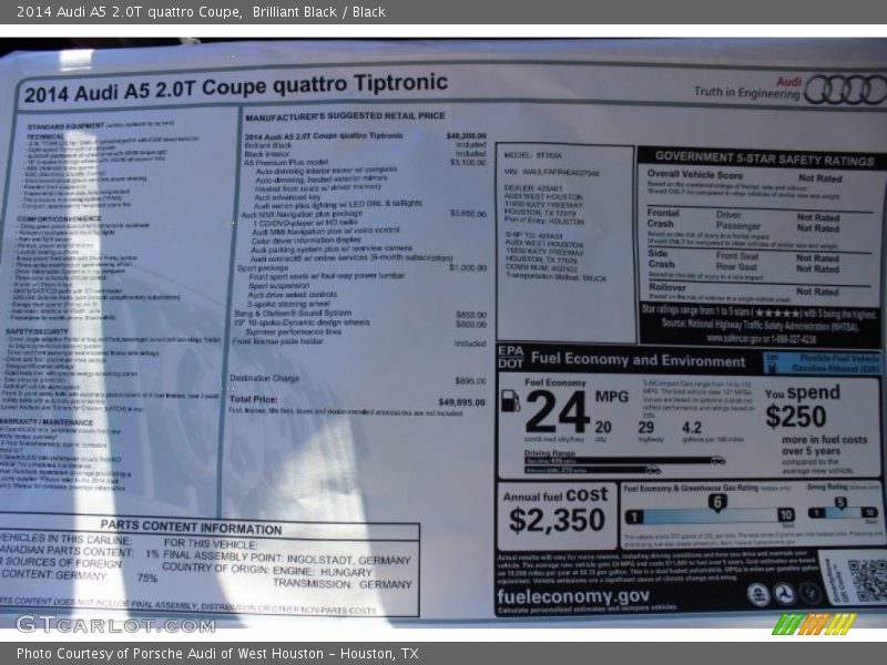 Brilliant Black / Black 2014 Audi A5 2.0T quattro Coupe