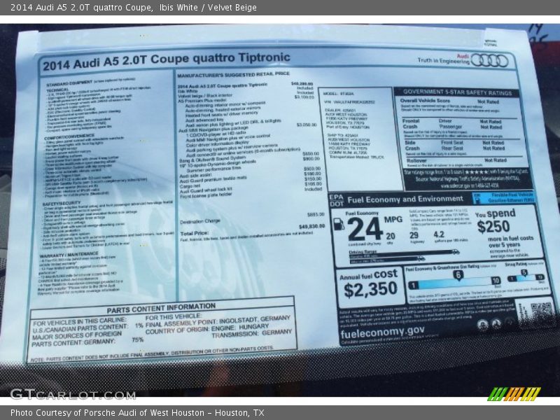 Ibis White / Velvet Beige 2014 Audi A5 2.0T quattro Coupe