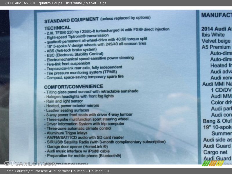 Ibis White / Velvet Beige 2014 Audi A5 2.0T quattro Coupe