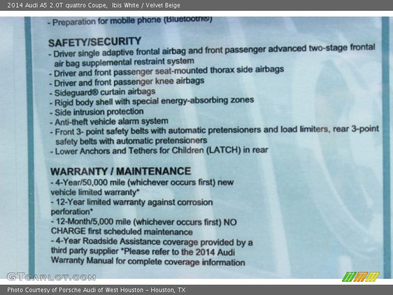 Ibis White / Velvet Beige 2014 Audi A5 2.0T quattro Coupe