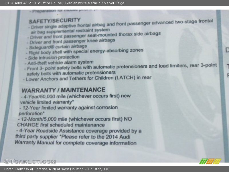 Glacier White Metallic / Velvet Beige 2014 Audi A5 2.0T quattro Coupe