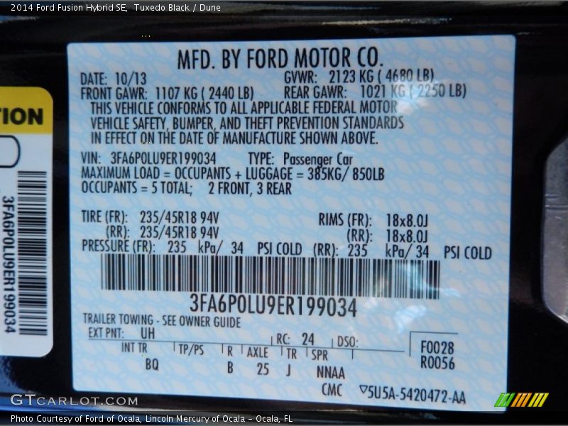 Tuxedo Black / Dune 2014 Ford Fusion Hybrid SE