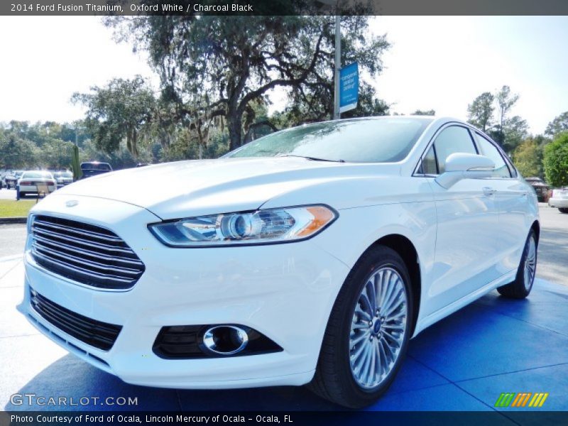 Oxford White / Charcoal Black 2014 Ford Fusion Titanium