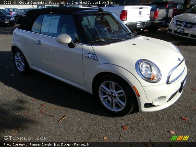 Pepper White / Checkered Carbon Black/Black 2011 Mini Cooper Convertible