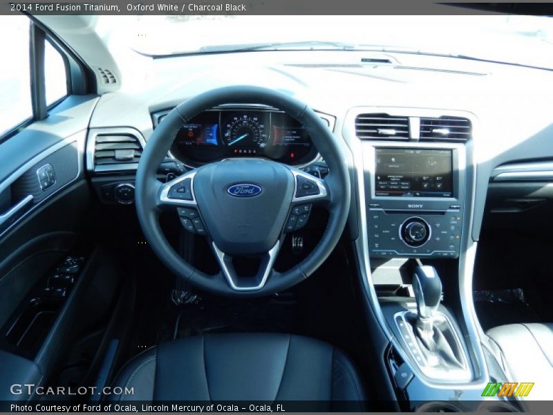 Oxford White / Charcoal Black 2014 Ford Fusion Titanium