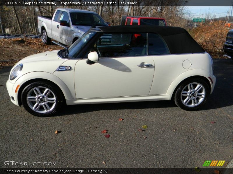Pepper White / Checkered Carbon Black/Black 2011 Mini Cooper Convertible