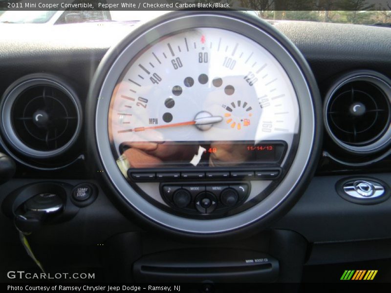 Pepper White / Checkered Carbon Black/Black 2011 Mini Cooper Convertible