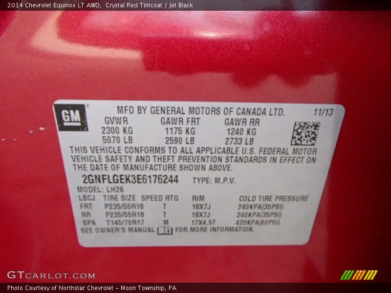Crystal Red Tintcoat / Jet Black 2014 Chevrolet Equinox LT AWD