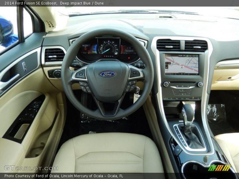 Deep Impact Blue / Dune 2014 Ford Fusion SE EcoBoost
