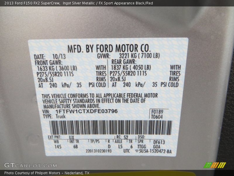 Ingot Silver Metallic / FX Sport Appearance Black/Red 2013 Ford F150 FX2 SuperCrew