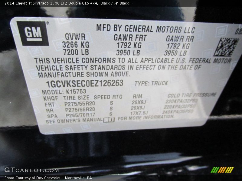 Black / Jet Black 2014 Chevrolet Silverado 1500 LTZ Double Cab 4x4