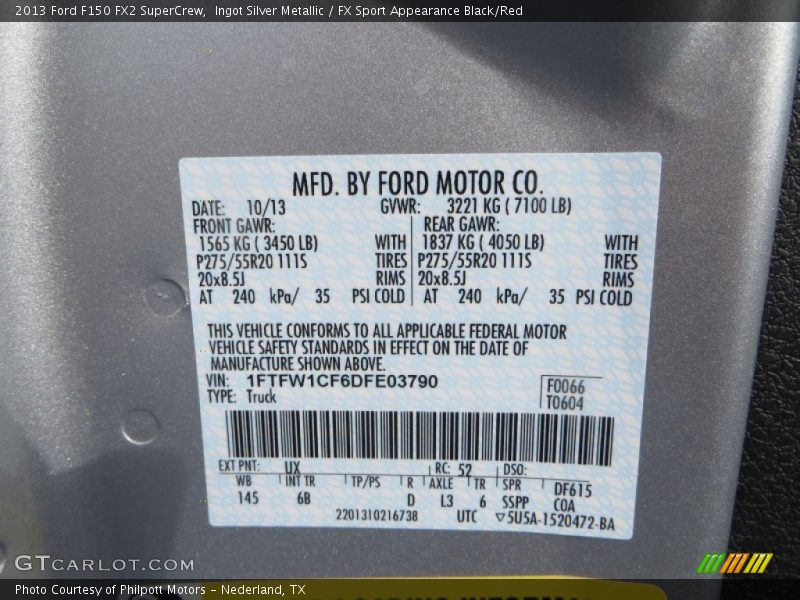 Ingot Silver Metallic / FX Sport Appearance Black/Red 2013 Ford F150 FX2 SuperCrew