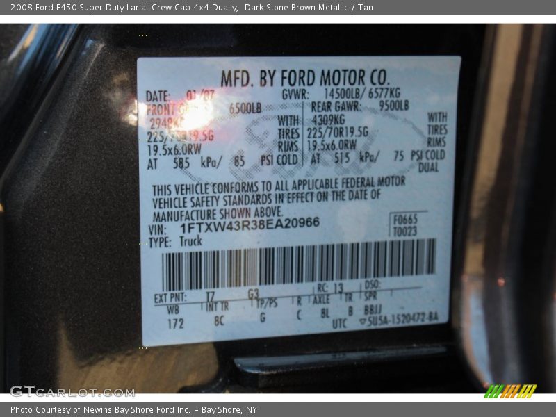 Dark Stone Brown Metallic / Tan 2008 Ford F450 Super Duty Lariat Crew Cab 4x4 Dually