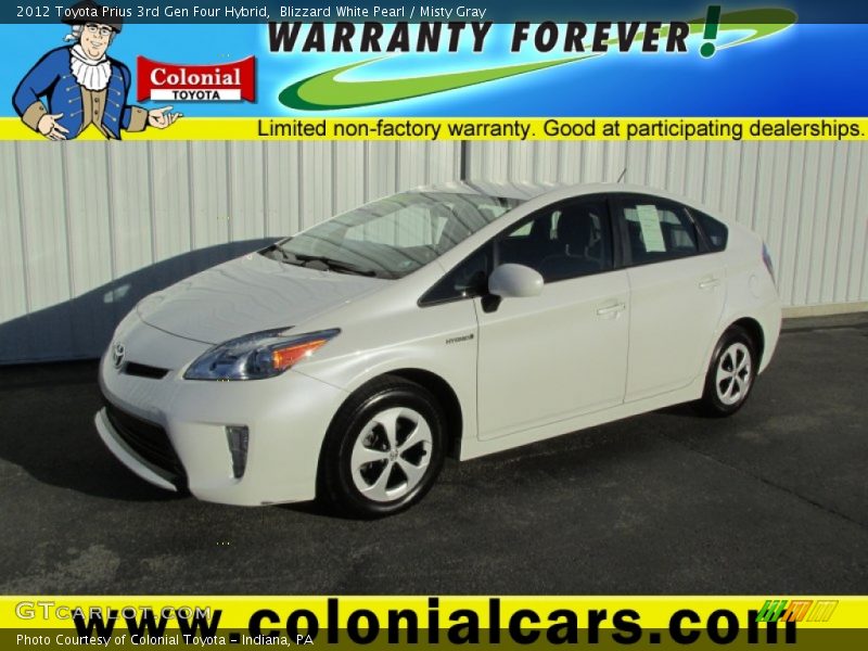 Blizzard White Pearl / Misty Gray 2012 Toyota Prius 3rd Gen Four Hybrid