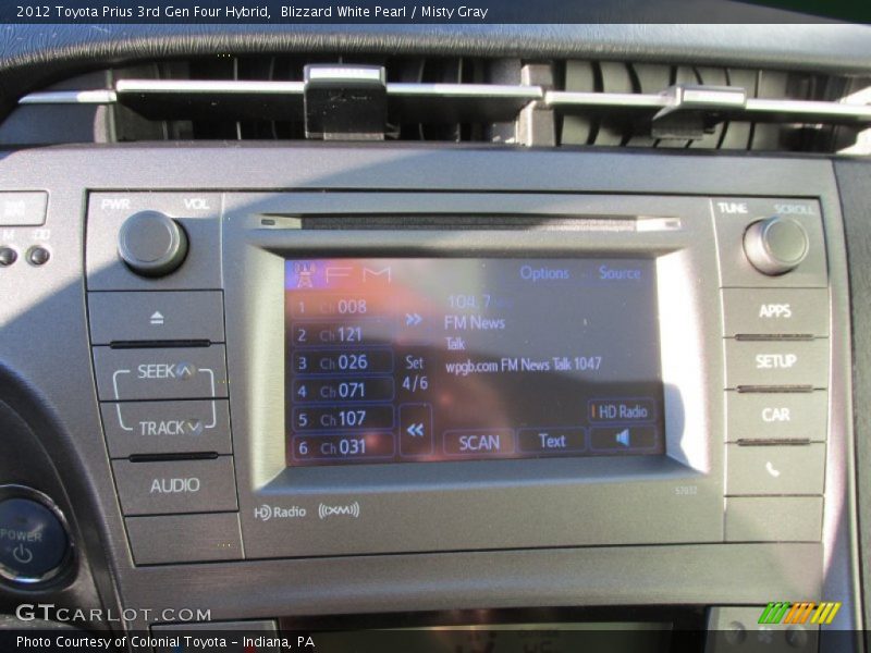 Blizzard White Pearl / Misty Gray 2012 Toyota Prius 3rd Gen Four Hybrid