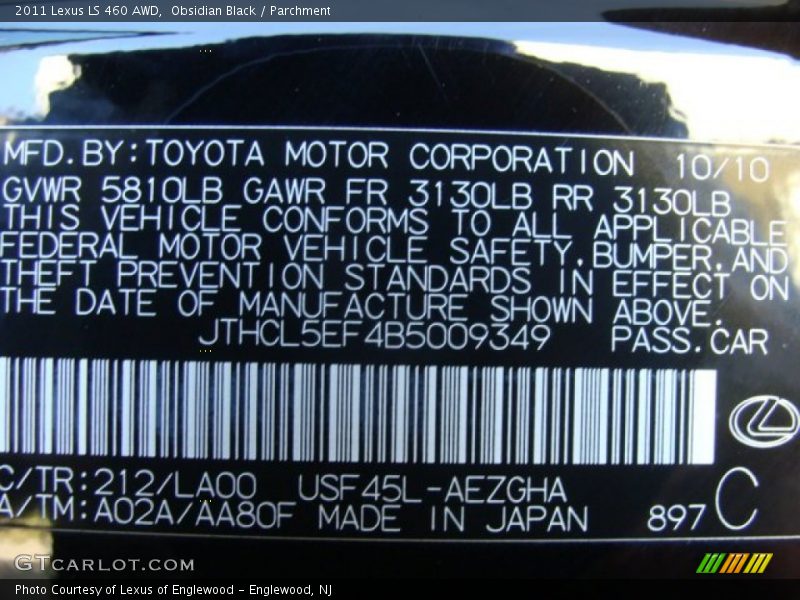 Obsidian Black / Parchment 2011 Lexus LS 460 AWD