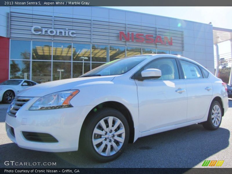 Aspen White / Marble Gray 2013 Nissan Sentra S