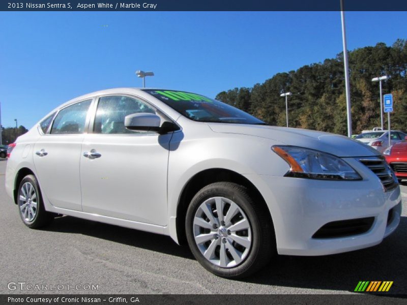 Aspen White / Marble Gray 2013 Nissan Sentra S