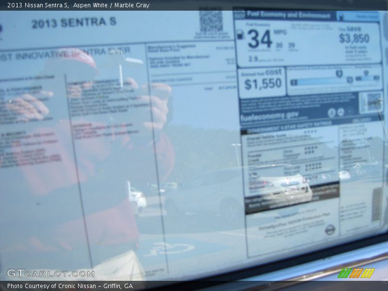 Aspen White / Marble Gray 2013 Nissan Sentra S